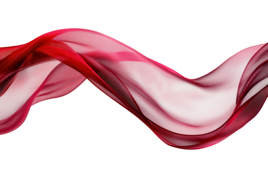 Flowing abstract red ribbon creates a smooth wave shape with soft gradients and delicate fabric texture against a neutral backdrop
