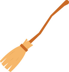 Witch Broomstick Flat Illustration. Clean Icon Design Element on Isolated White Background
