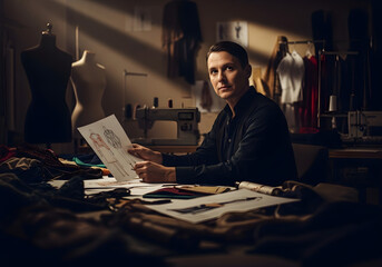 Artistic Fashion Designer in Studio