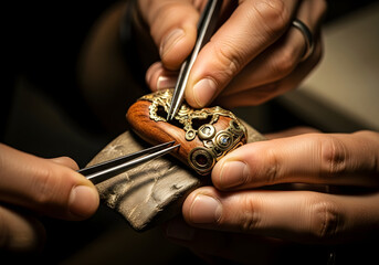 Artisan Crafting Decorative Jewelry