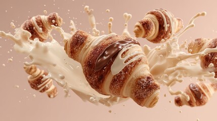 A pastry with chocolate and sugar on top is shown in a milkshake