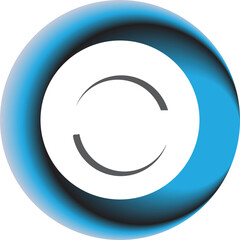 Abstract Blue Gradient Circular Rotation Logo Swirl and Connection Symbol, Modern Vector Icon of Data Flow and Digital Processing in a Sphere