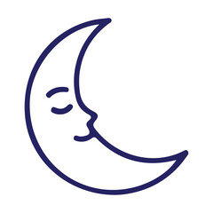 Vector art of crescent moon with a face