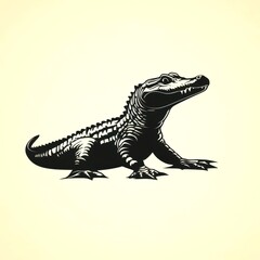 Obraz premium Crocodile illustration showcasing detailed design and posture in a minimalist style on a background