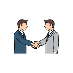 Business handshake between two faceless men, wearing formal suits, expressing agreement. Business handshake symbolizes partnership, mutual respect,