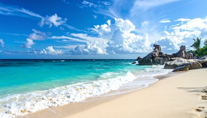 Fototapeta premium Tropical beach scene with turquoise water