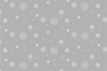 Snowflakes pattern, winter, white snowflake on gray background, vector, illustration, print for greeting cards, letters