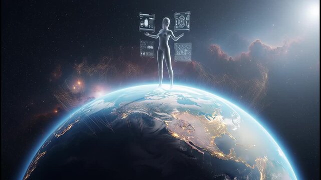 Digital Human Overlooking Global Network