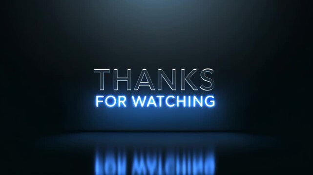 Illustration of thanks for watching text with neon light effect on a blue background