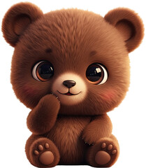 Adorable Brown Teddy Bear Cub Illustration, Cute Fluffy Character