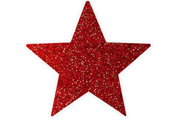 Red christmas star glitter sticker designed for festive decoration projects, perfect for adding sparkle to gifts, cards, or holiday crafts during the winter season
