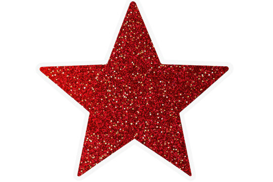 Red christmas star glitter sticker designed for festive decoration projects, perfect for adding sparkle to gifts, cards, or holiday crafts during the winter season
