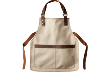 Canvas apron with leather straps features a large pocket for tools and accessories to enhance your cooking or crafting experience at home or in workshops