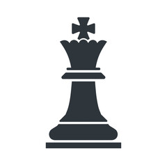 Isolated chess king, a strategic symbol rendered in silhouette against white backdrop. This isolated chess king represents power and planning, showcasing strategic importance of single piece.