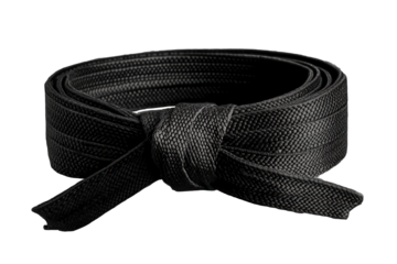Karate black belt tied and isolated with a transparent background showcasing martial arts achievement and dedication