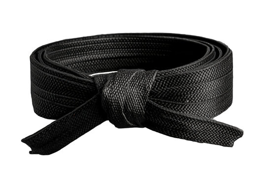 Karate black belt tied and isolated with a transparent background showcasing martial arts achievement and dedication