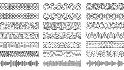 Vector art of collection of decorative geometric patterns and borders