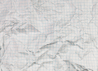 Crumpled Checkered Paper with Dotted Lines on White Background for Creativity