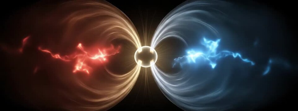 Dynamic Energy Waves in Red and Blue Colors Creating a Vibrant Fusion