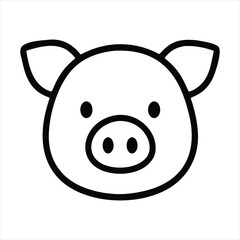 Fototapeta premium Vector art of stylized black and white line art icon representing a pigs head, isolated on a