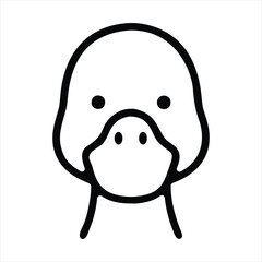 Vector art of simple black and white line art icon of a ducks face
