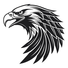 Black abstract eagle head symbol white background vector