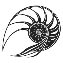 Obraz premium Black abstract nautilus shell graphic design spiral