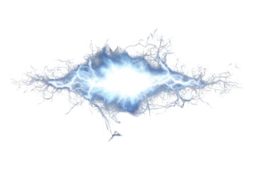 Electric energy burst with intense light and stunning lightning effects in a dark environment, ideal for creative projects and digital designs