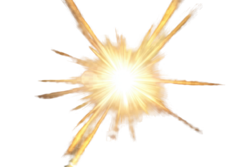 Bright burst of light radiating outward on a transparent background creating an energetic and dynamic visual effect
