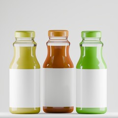 Trio of Juice Bottles Mockup