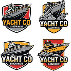 Naklejka premium Yacht Company Logo Luxury Marine Boat Emblem