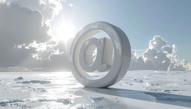 White at sign on icy plain