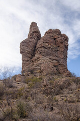 Discover the rugged beauty of the desert landscape with a rocky mountain, perfect for adventure travel or nature photography projects in the American Southwest