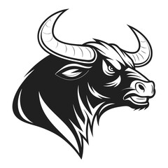 Black bull head with horns logo graphic vector