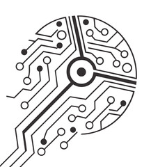 Black circuit board abstract logo on white background