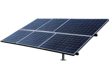 Close up view of a solar panel showcasing its surface details and structure under natural light in a clear environment