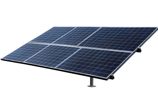 Close up view of a solar panel showcasing its surface details and structure under natural light in a clear environment