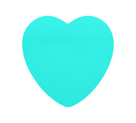 A bright Blue heart-shaped sticky note paper on a white background, perfect for romantic messages or creative reminders. Simple and vibrant design for office or home use.