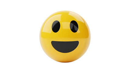 Fototapeta premium Happy yellow emoji isolated on white background expressing joy and positivity with a cheerful smile