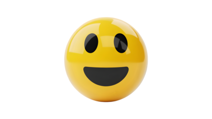 Happy yellow emoji isolated on white background expressing joy and positivity with a cheerful smile