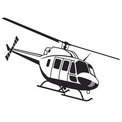 Black helicopter silhouette on white background vector