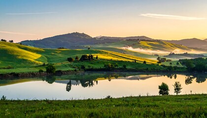 Serene Tuscan landscape at dawn