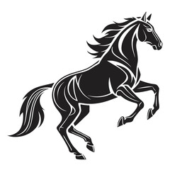 Black horse running silhouette with stylized mane and tail