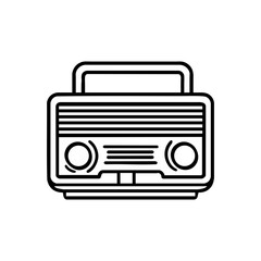 Portable radio receiver icon in outline style. Concept of audio broadcasting, music listening. Vector illustration for application, website, banner