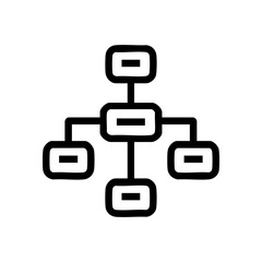 Hierarchy chart icon, concept of business structure, organization, communication network, or relationship. Outline vector for website, app interface, infographic