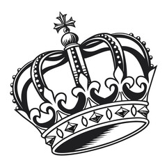 Fototapeta premium Black ornamental crown with ornate details royal emblem