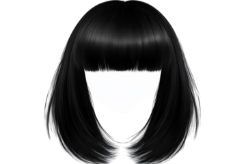 Sleek black wig with a modern design perfect for creating various stylish looks for different occasions