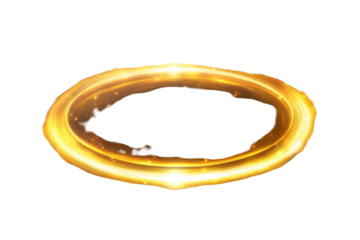 Ethereal golden halo radiates with light, creating a captivating atmosphere in a mystical setting during twilight hours