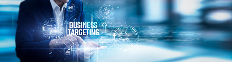 Businessman using mobile smartphone and business targeting analyzing data audience segmentation, campaign optimization, lead generation, and sales growth.