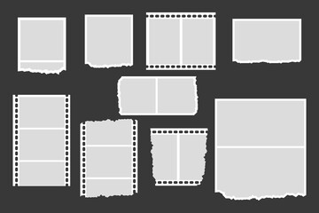 Pictures or photos frame collage. comics page grid layout abstract photo frames and digital photo wall template